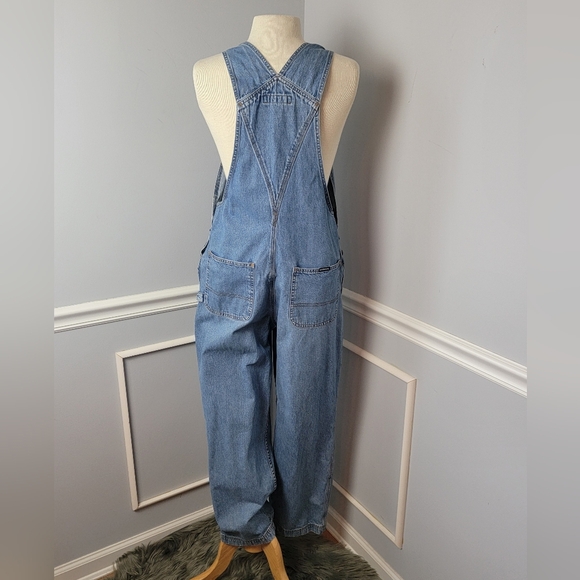 UNION BAY Y2K 90s Blue Medium Wash Retro Straight Leg Bib Carpenter Overalls M - Picture 3 of 9